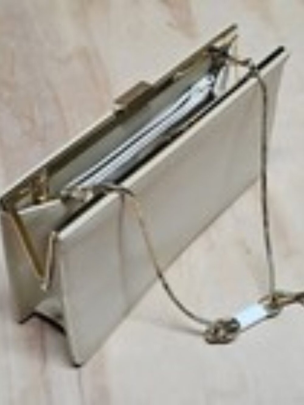 Giani Bernini Tan Leather Clutch Shoulder Bag Purse Gold Chain Handbag